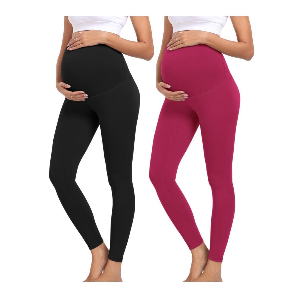 NWT Women's 2 Pack Maternity Leggings Maroon Navy Blue Small